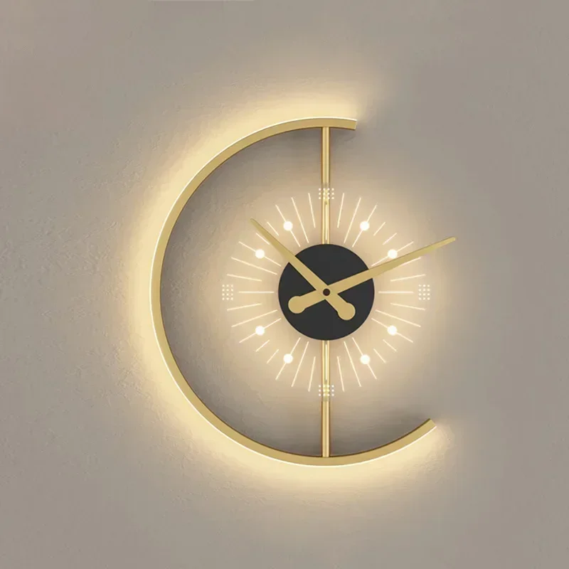 Lighting Home Decor Wall Clocks - Modern LED Wall Lamp Clock Sconce