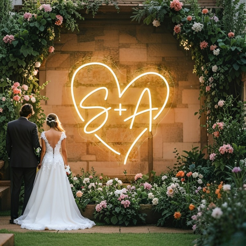 Lighting Decoration Ideas - Custom Initials Heart LED Neon Sign,