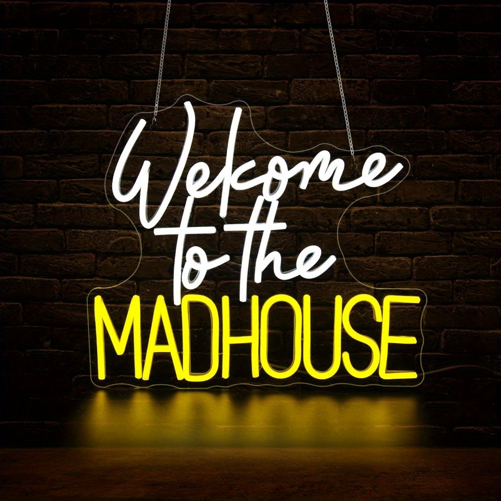Lighting Home Decor Ideas - Welcome To The Madhouse Neon Sign