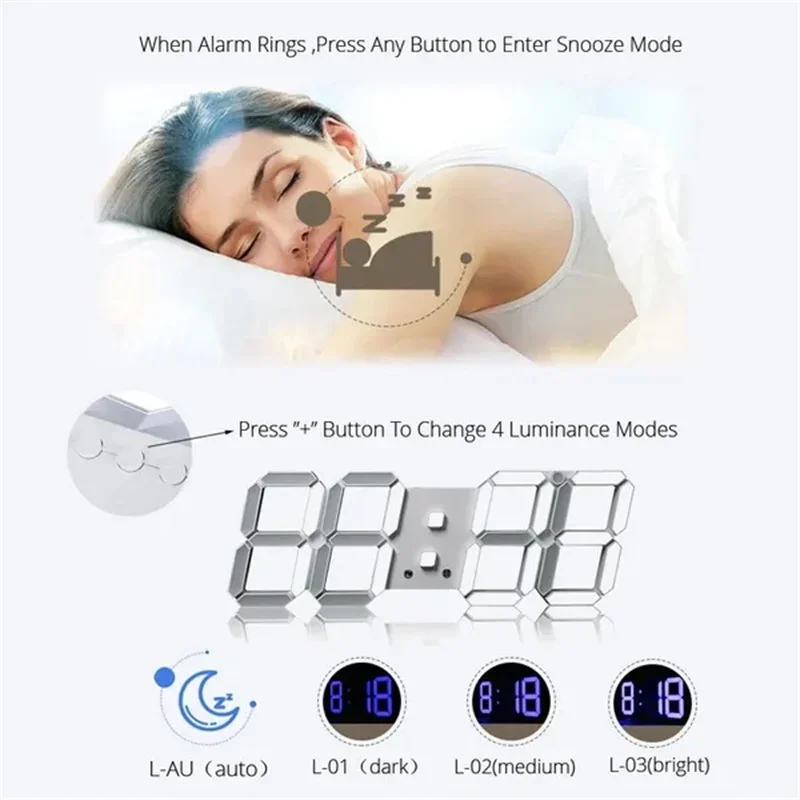Decoration for Bedroom 3D Digi - Lighting Home Decor Wall Clocks 评论和价格