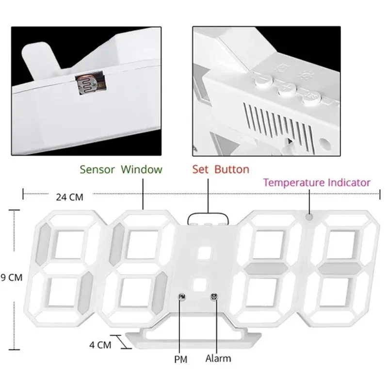 Decoration for Bedroom 3D Digi - Lighting Home Decor Wall Clocks 评论和价格