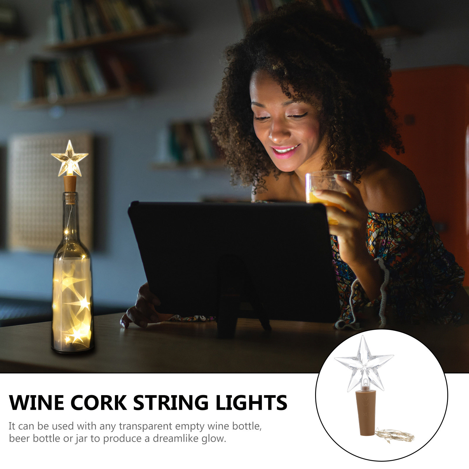 2Pcs Wine Bottle Cork LED Stri - Decor Lighting Cork 评论和价格