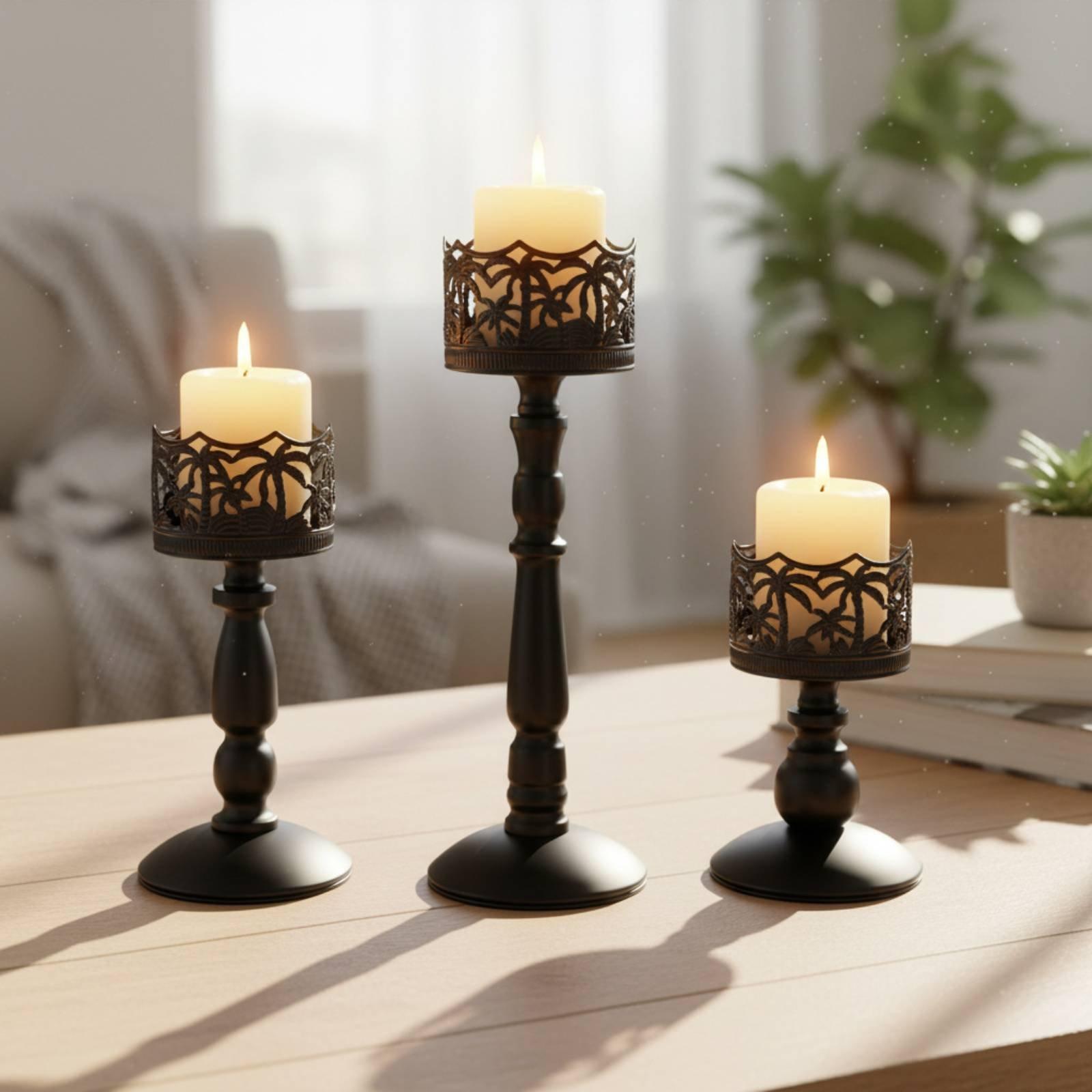 Iron Candlestick Elegant Metal - Candle Holder Set 评论和价格
