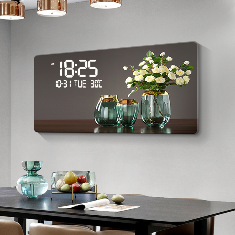Large Size Flower Pattern Digi - Lighting Home Decor Wall Clocks 评论和价格