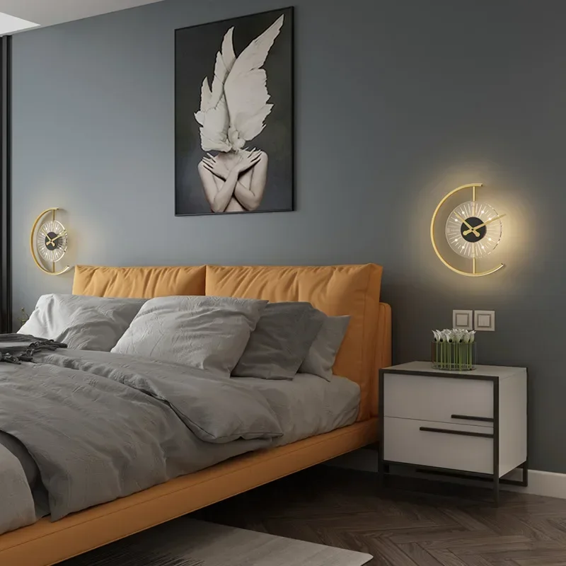 Modern LED Wall Lamp Clock Sco - Lighting Home Decor Wall Clocks 评论和价格
