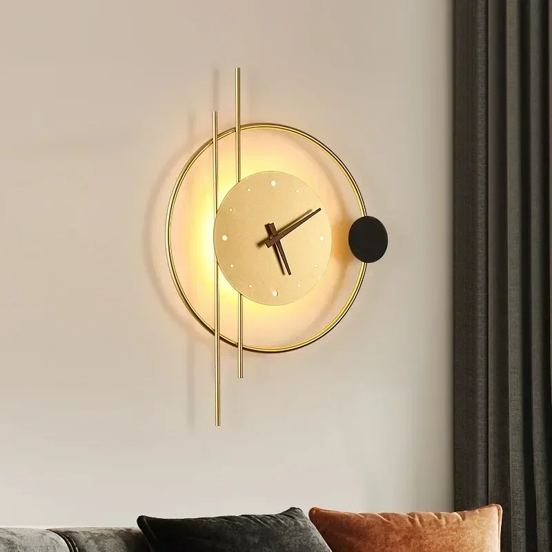 Modern LED Wall Lamp Clock Sco - Lighting Home Decor Wall Clocks 评论和价格