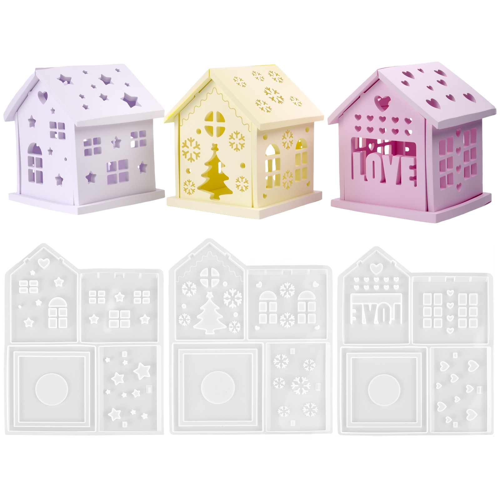 3D House Silicone Mold DIY Chr - Candle Holder Set 评论和价格
