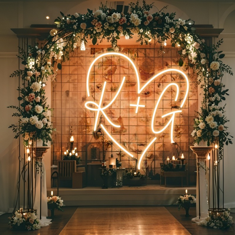 Custom Initials Heart LED Neon - Lighting Decoration Ideas 评论和价格