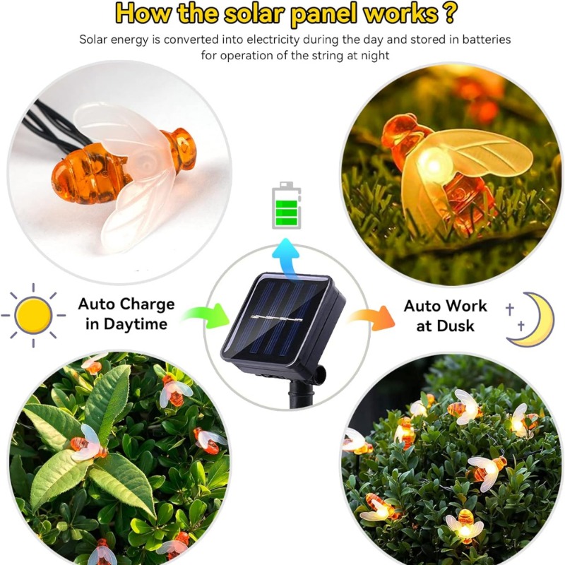 Solar Bee String Light 7m 50 L - Lighting Tree Decor 评论和价格