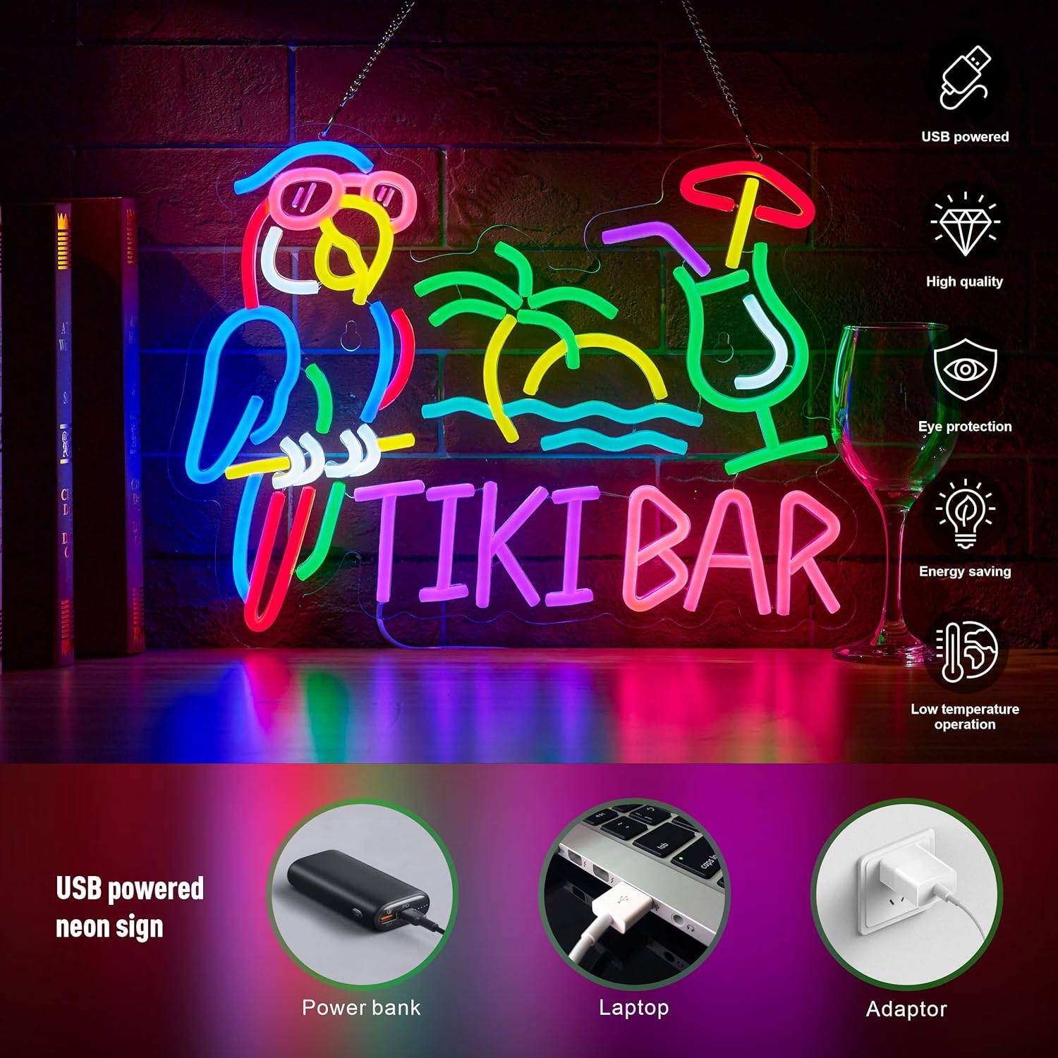 Tiki Bar Parrot Palm Tree Neon - Lighting Tree Decor 评论和价格