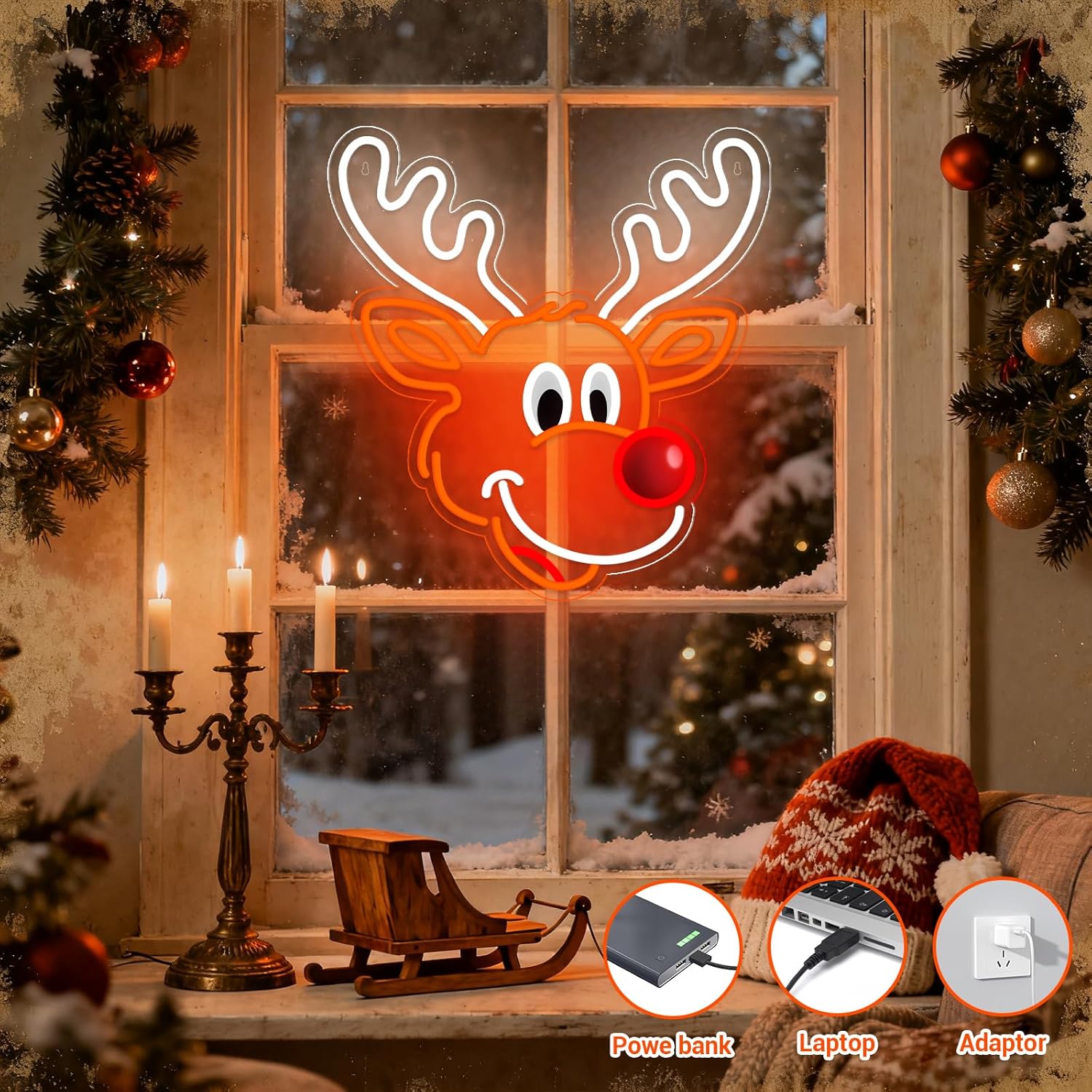 Cute Christmas Reindeer Neon S - Lighting Home Decor Ideas 评论和价格