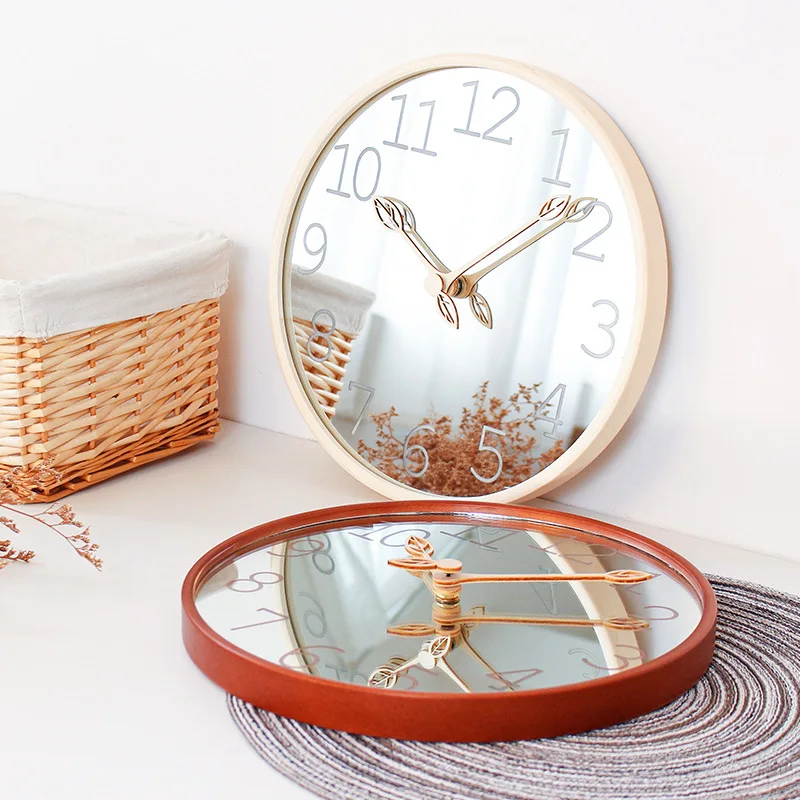 12inch Mirror Wooden Wall Cloc - Lighting Home Decor Wall Clocks 评论和价格