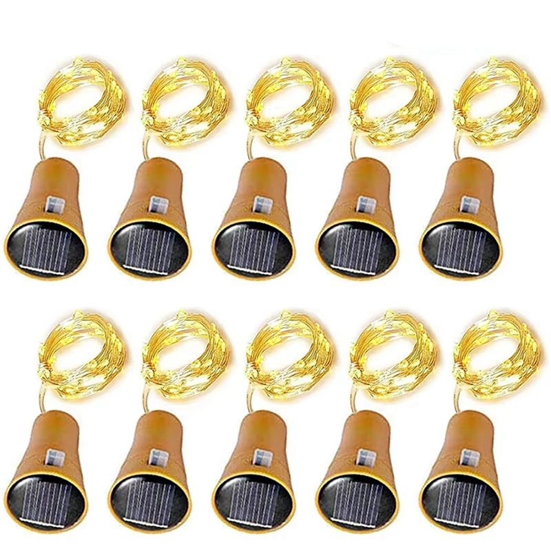 AT02-Set Of 10 Solar LED Fairy - Decor Lighting Cork 评论和价格