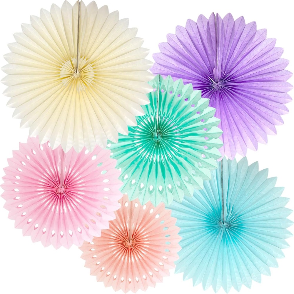 Pastel Rainbow Paper Fans Part - Decor Lighting Fans 评论和价格