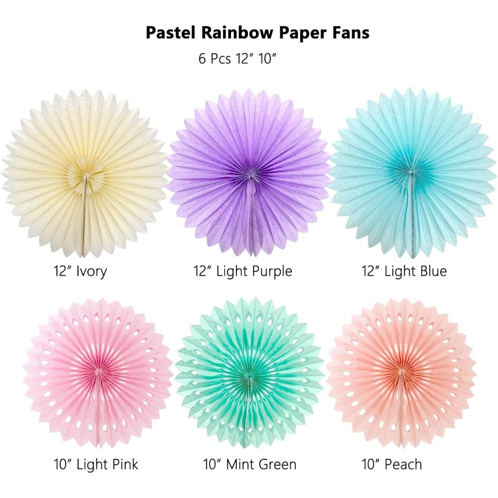 Pastel Rainbow Paper Fans Part - Decor Lighting Fans 评论和价格