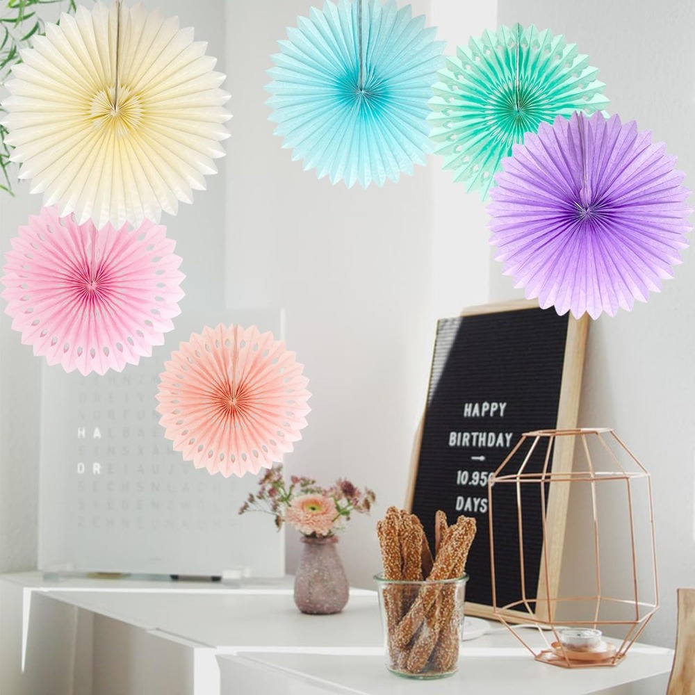 Pastel Rainbow Paper Fans Part - Decor Lighting Fans 评论和价格