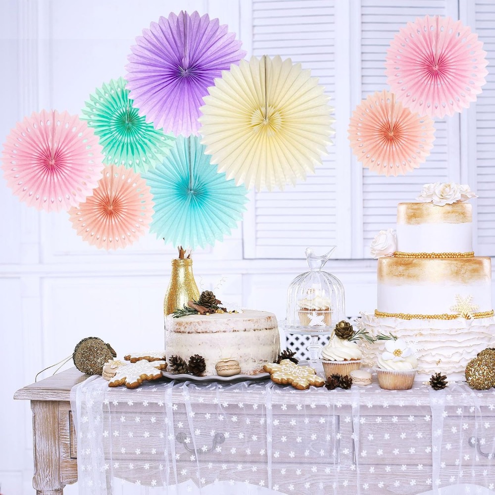 Pastel Rainbow Paper Fans Part - Decor Lighting Fans 评论和价格