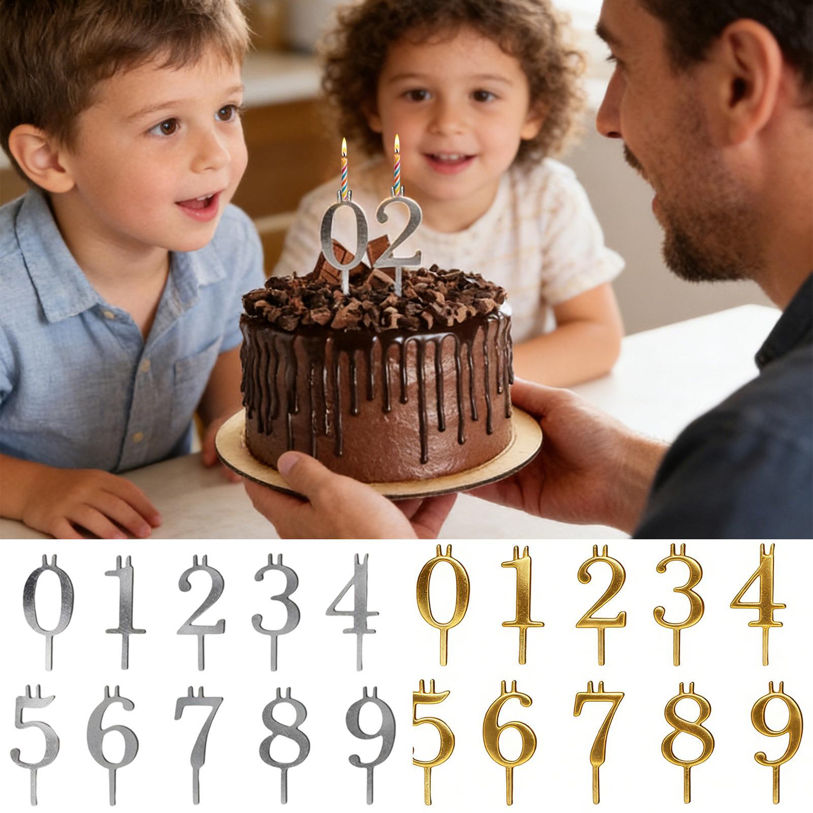 10pcs 0-9 Number Cake Toppers  - Candle Holder Set 评论和价格